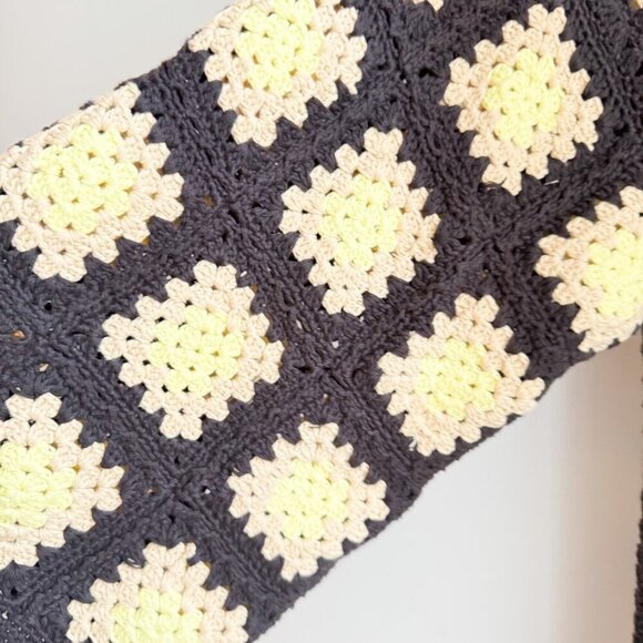 Zara Granny Squares Crochet Borwn Yellow Knee Lenght Dress M/L - Picture 4 of 7